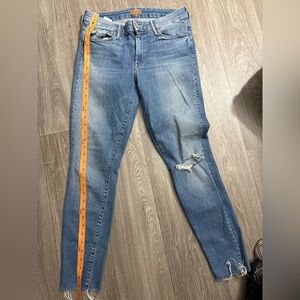 MOTHER Light Blue Distressed Ankle Jeans